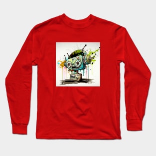 Robot Radio Head Splatter Long Sleeve T-Shirt